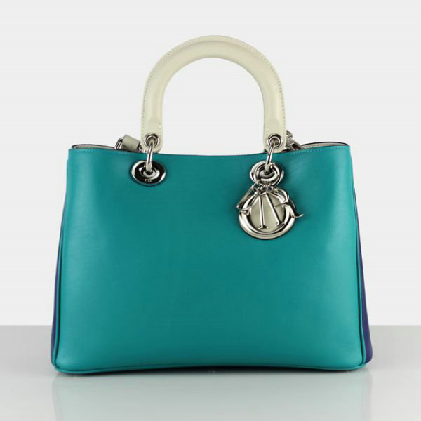 small Christian Dior diorissimo original calfskin leather bag 44374 green&blue&apricot